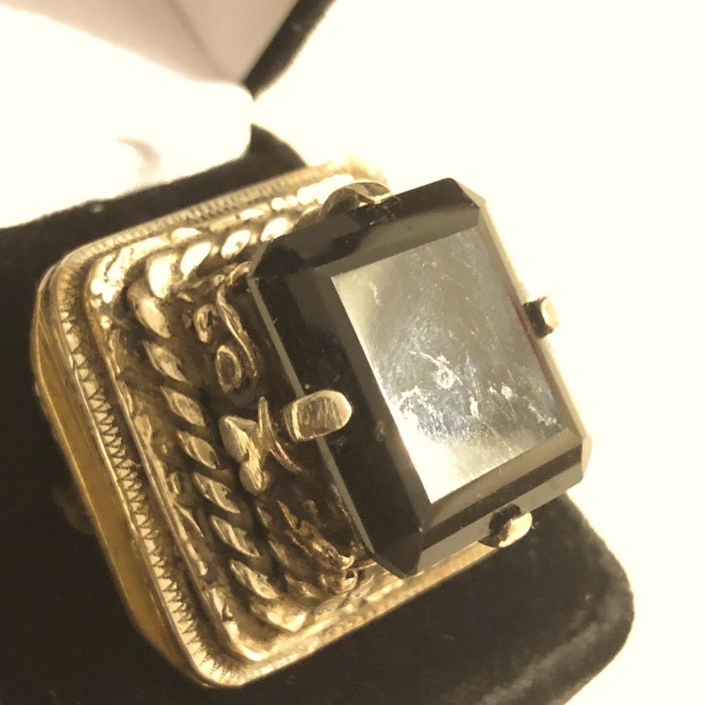Square onyx adjustable ring. - Picture 7 of 8